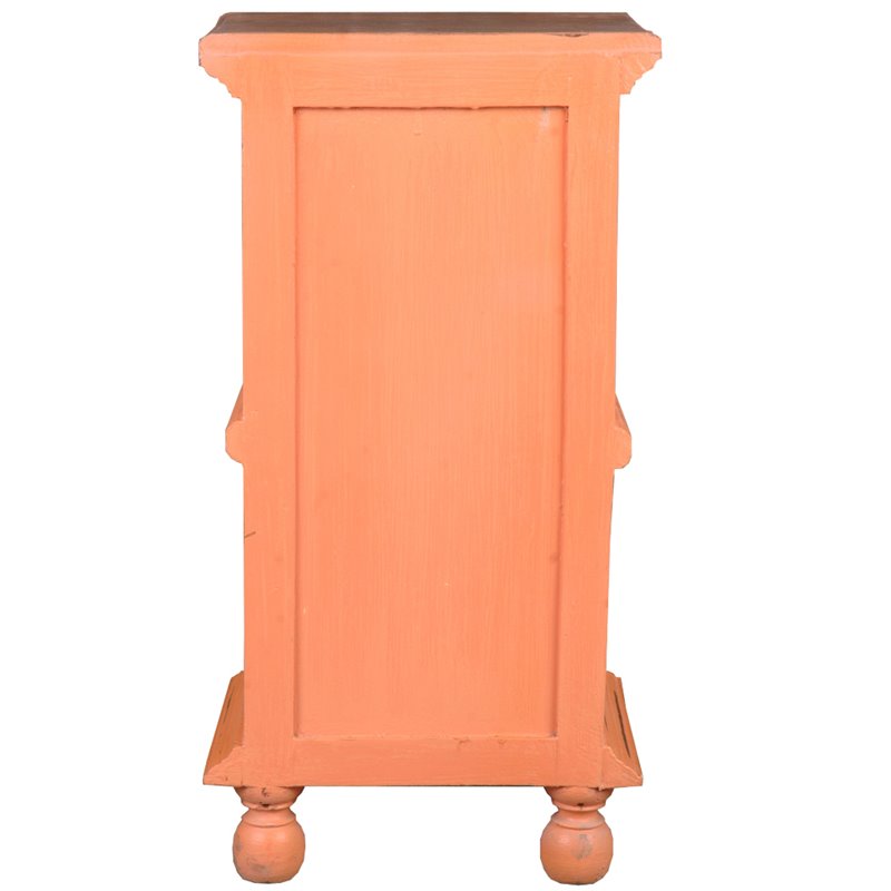 Home Square Transitional Wood End Table with Basket in Coral Orange - Set of 2