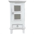 Home Square 1-Door Wood End Table & Nightstand in Distressed White - Set of 2