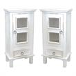 Home Square 1-Door Wood End Table & Nightstand in Distressed White - Set of 2
