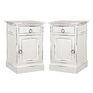home square coastal wood nightstand in whitewashed & antique iron - set of 2