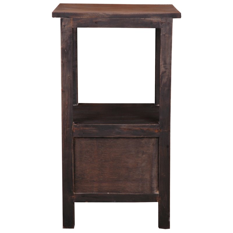 Home Square 2-Drawer Wood End Table in Distressed Black and Brown - Set of 2