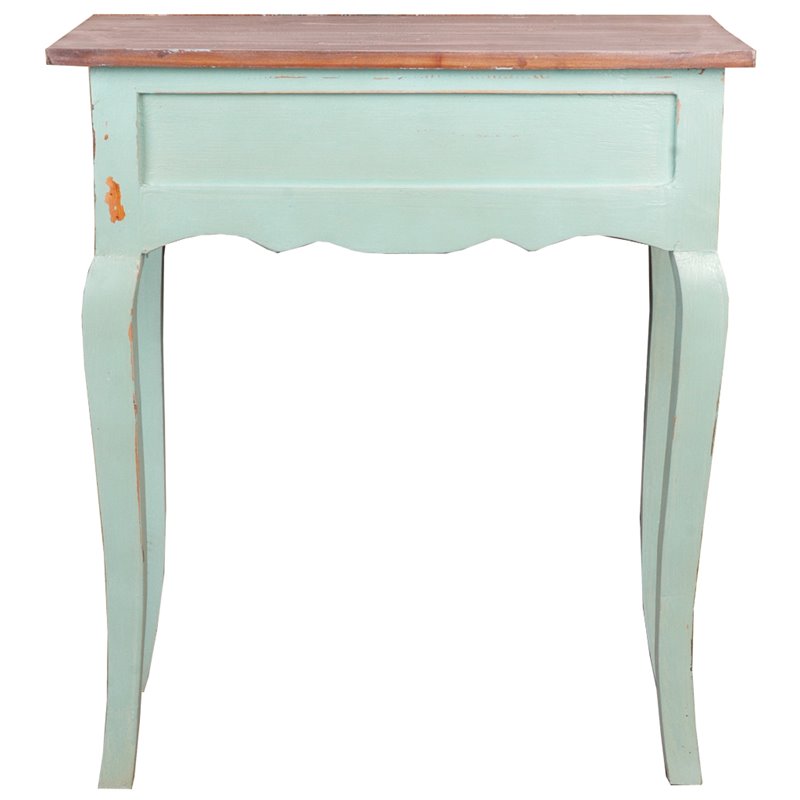 Home Square Transitional Wood Table with Limewash Top in Bahama Green - Set of 2