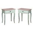 Home Square Transitional Wood Table with Limewash Top in Bahama Green - Set of 2
