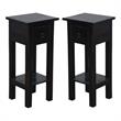 Home Square Narrow Wood Side Table in Distressed Antique Black - Set of 2