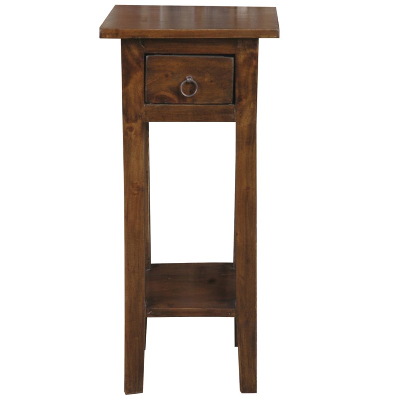Home Square Narrow Wood Side Table in Old Java Brown & Antique Iron - Set of 2