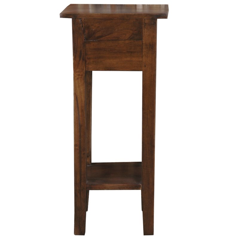 Home Square Narrow Wood Side Table in Old Java Brown & Antique Iron - Set of 2
