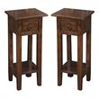 Home Square Narrow Wood Side Table in Old Java Brown & Antique Iron - Set of 2