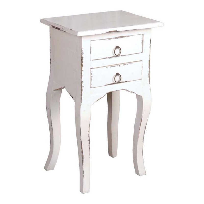 Home Square Farmhouse Wood Table in Distressed Antique White - Set of 2
