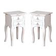 Home Square Farmhouse Wood Table in Distressed Antique White - Set of 2