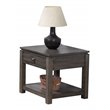 Home Square Wood End Table with Drawer and Shelf in Gray - Set of 2