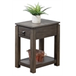 Home Square Wood Narrow End Table with Drawer & Shelf in Gray - Set of 2