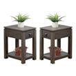 Home Square Wood Narrow End Table with Drawer & Shelf in Gray - Set of 2