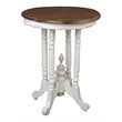 Home Square Round End Table in Distressed White and Brown Wood - Set of 2