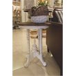 Home Square Round End Table in Distressed White and Brown Wood - Set of 2