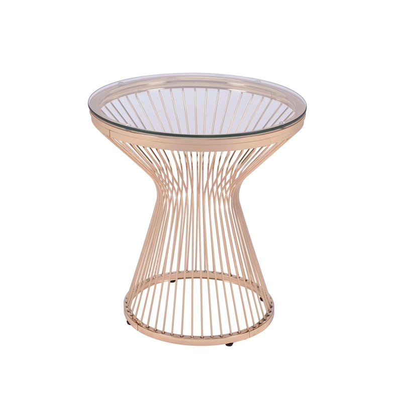 Home Square Modern Round Metal End Table in Gold Finish - Set of 2