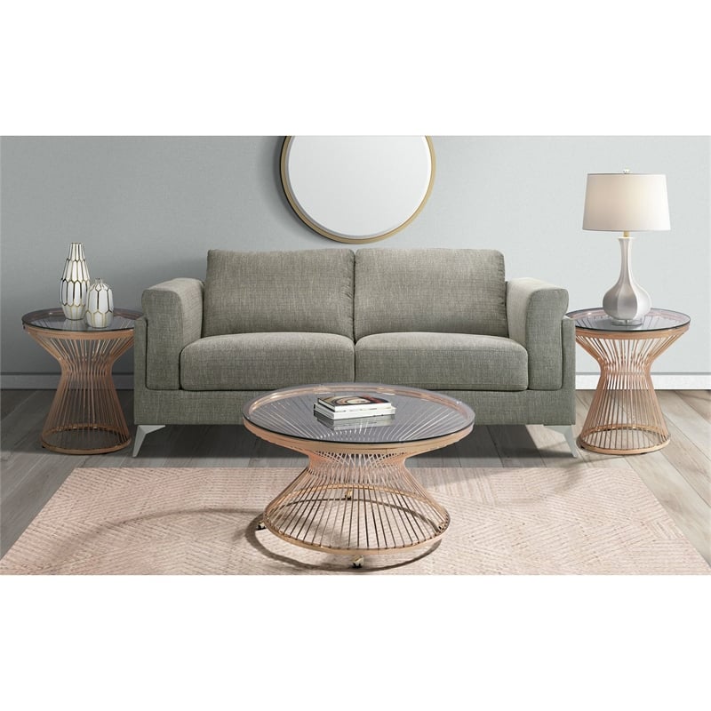 Home Square Modern Round Metal End Table in Gold Finish - Set of 2