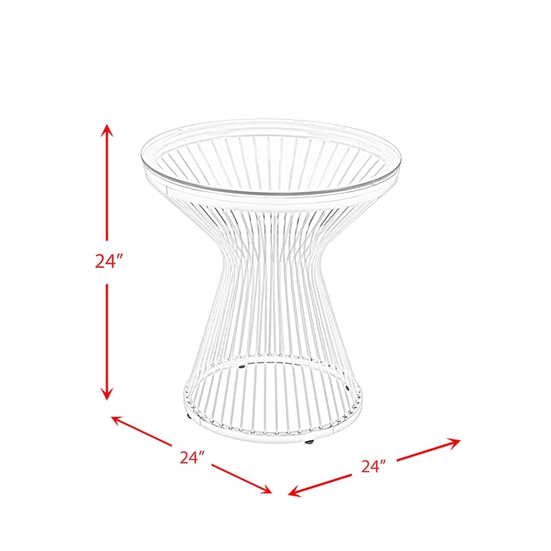 Home Square Modern Round Metal End Table in Gold Finish - Set of 2