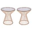 Home Square Modern Round Metal End Table in Gold Finish - Set of 2