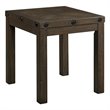 Home Square Square End Table with USB in Charcoal Finish - Set of 2