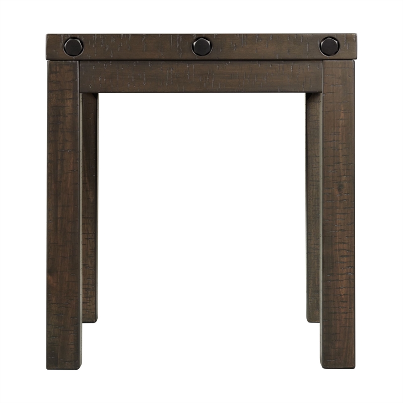 Home Square Square End Table with USB in Charcoal Finish - Set of 2