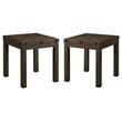 Home Square Square End Table with USB in Charcoal Finish - Set of 2
