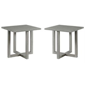 Home Square Square Wood End Table with X-Shaped Base in Gray - Set of 2