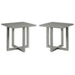 Home Square Square Wood End Table with X-Shaped Base in Gray - Set of 2