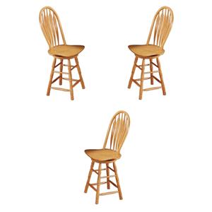 Home Square 24&quot Swivel Wood Barstool & Counter Stool in Oak - Set of 3