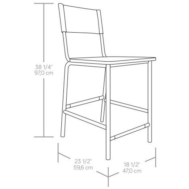 Home Square Faux Leather Counter Stool in Black Back & Black Frame - Set of 3