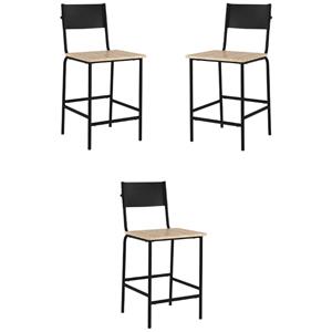Home Square Faux Leather Counter Stool in Black Back & Black Frame - Set of 3