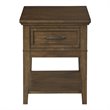 Home Square Wood 1 Drawer End Table in Brown Finish - Set of 2