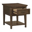 Home Square Wood 1 Drawer End Table in Brown Finish - Set of 2
