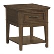 Home Square Wood 1 Drawer End Table in Brown Finish - Set of 2