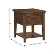 Home Square Wood 1 Drawer End Table in Brown Finish - Set of 2