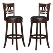 Home Square Faux Leather Swivel Bar Stool in Dark Cherry - Set of 2