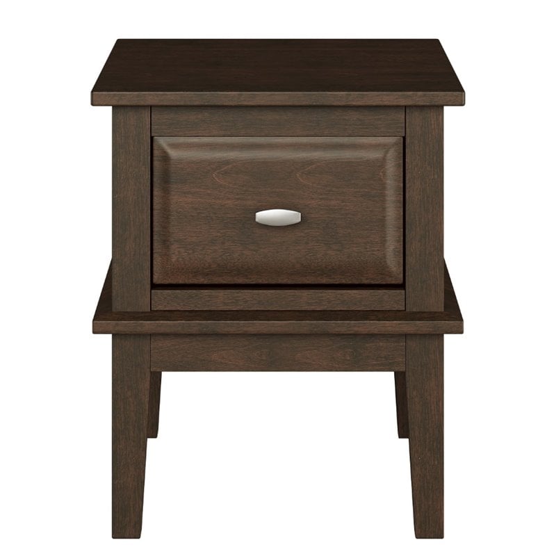 Home Square Wood 1 Drawer End Table in Cherry Finish - Set of 2