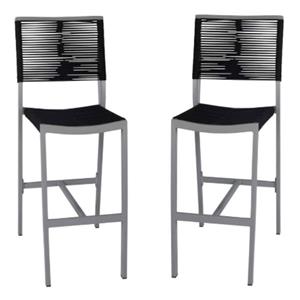 home square aluminum patio bar side stool in black rope