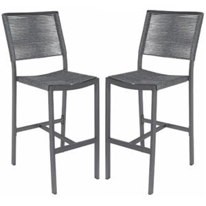 home square aluminum patio bar side stool in charcoal rope