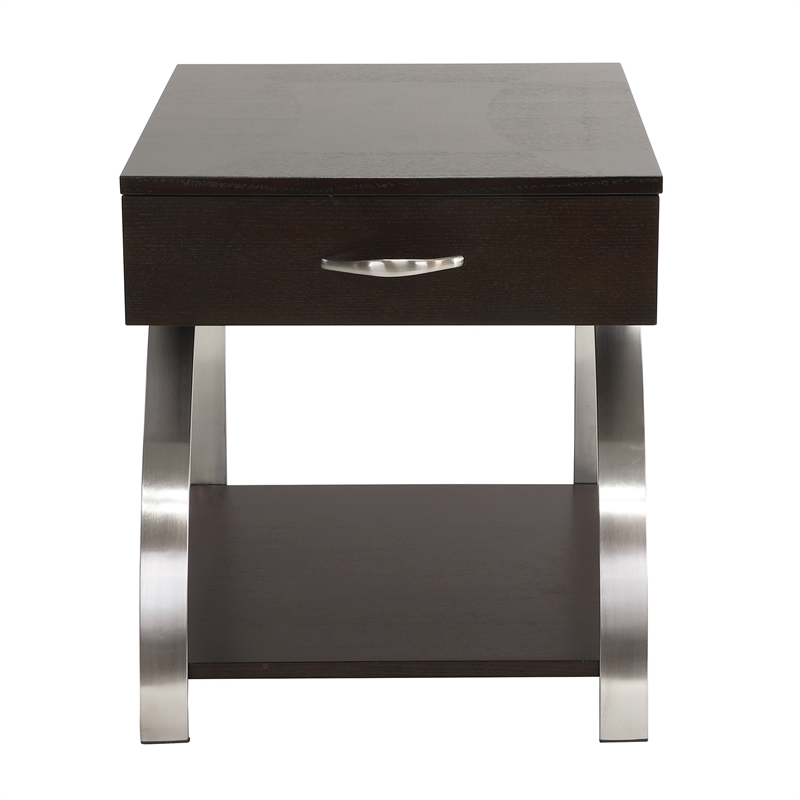 Home Square Metal Lift Top End Table in Espresso Finish - Set of 2