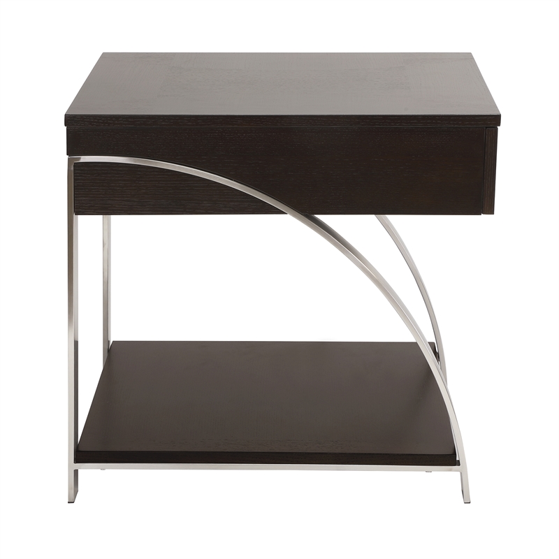 Home Square Metal Lift Top End Table in Espresso Finish - Set of 2