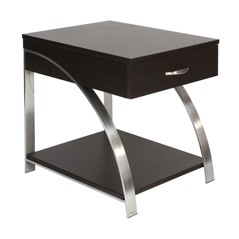 Home Square Metal Lift Top End Table in Espresso Finish - Set of 2