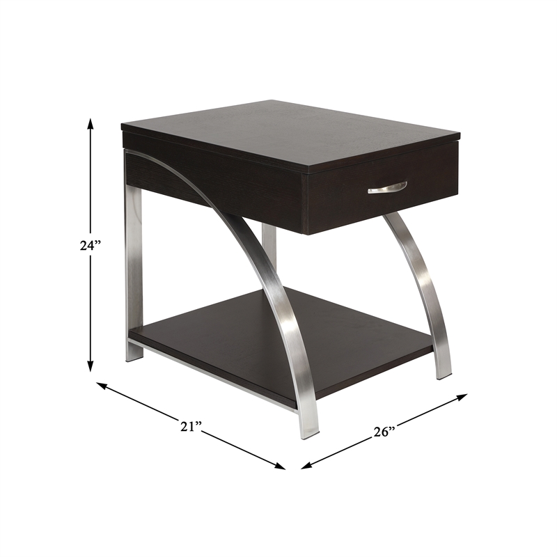 Home Square Metal Lift Top End Table in Espresso Finish - Set of 2