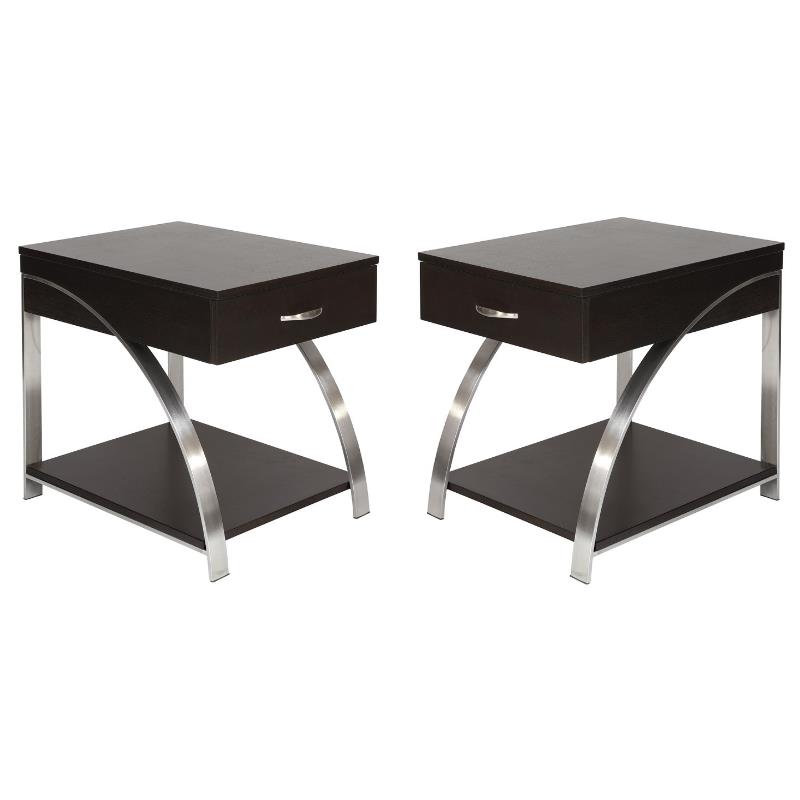Home Square Metal Lift Top End Table in Espresso Finish - Set of 2