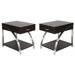Home Square Metal Lift Top End Table in Espresso Finish - Set of 2