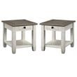 Home Square Wood 1 Drawer End Table in Antique White - Set of 2