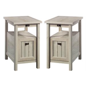 Home Square Coastal Wooden Recliner End Table in Chalked Chestnut - Set of 2