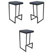 Home Square Quilted Stitched Leather Bar Stools in Peacock Blue - Set of 3