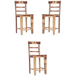 Home Square 24&quot Solid Wood Counter Height Dining Chair in Brown - Set of 3