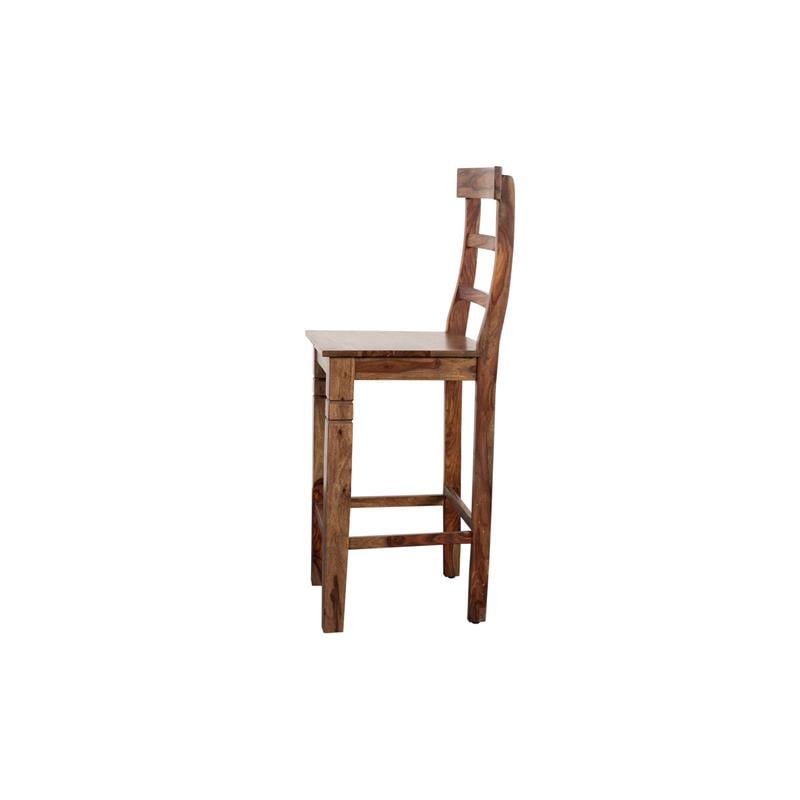 Home Square Sheesham Solid Wood Bar Stool in Brown Finish - Set of 3