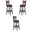 Home Square Faux Leather Swivel Bar Stool in Dark Cherry - Set of 3